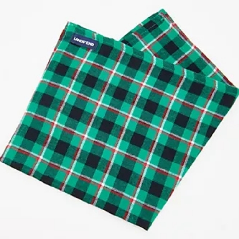 CLEARANCE Lands' End NWT Vibrant Green Checkered Pet Bandana, Medium